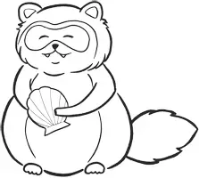 Vorschau - Mal- und Bastelvorlagen - Waschbär mit Muschel - Clipart Grafiken - Seite 3