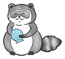 Vorschau - Mal- und Bastelvorlagen - Waschbär mit Muschel - Clipart Grafiken - Deckblatt