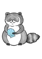 Vorschau - Mal- und Bastelvorlagen - Waschbär mit Muschel - Clipart Grafiken - Seite 2