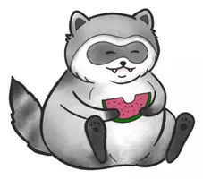 Vorschau - Mal- und Bastelvorlagen - Waschbär mit Wassermelone - Clipart Grafiken - Deckblatt