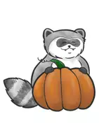 Vorschau - Mal- und Bastelvorlagen - Waschbär mit Kürbis - Clipart Grafiken - Seite 2
