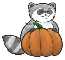 Vorschau - Mal- und Bastelvorlagen - Waschbär mit Kürbis - Clipart Grafiken - Deckblatt