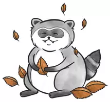 Vorschau - Mal- und Bastelvorlagen - Waschbär im Laub - Clipart Grafiken - Deckblatt