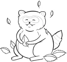 Vorschau - Mal- und Bastelvorlagen - Waschbär im Laub - Clipart Grafiken - Seite 3
