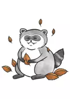 Vorschau - Mal- und Bastelvorlagen - Waschbär im Laub - Clipart Grafiken - Seite 2