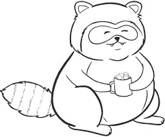 Vorschau - Mal- und Bastelvorlagen - Waschbär mit heißem Kakao - Clipart Grafiken - Seite 3