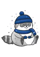 Vorschau - Mal- und Bastelvorlagen - Waschbär mit Wintermütze - Clipart Grafiken - Seite 2