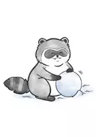 Vorschau - Mal- und Bastelvorlagen - Waschbär im Schnee spielend - Clipart Grafiken - Seite 2