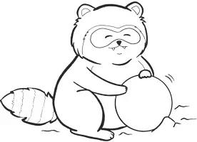 Vorschau - Mal- und Bastelvorlagen - Waschbär im Schnee spielend - Clipart Grafiken - Seite 3