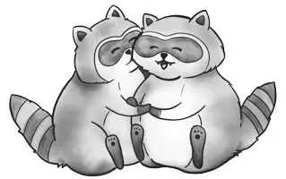 Vorschau - Mal- und Bastelvorlagen - Waschbären die sich küssen - Clipart Grafiken - Seite 2