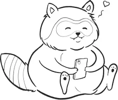 Vorschau - Mal- und Bastelvorlagen - Waschbär mit Smartphone - Clipart Grafiken - Seite 3