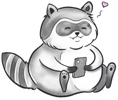 Vorschau - Mal- und Bastelvorlagen - Waschbär mit Smartphone - Clipart Grafiken - Seite 2