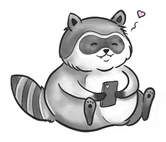 Vorschau - Mal- und Bastelvorlagen - Waschbär mit Smartphone - Clipart Grafiken - Deckblatt