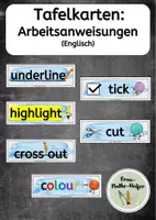 Vorschau - Bildkarten - Tafelkarten Arbeitsanweisungen Englisch - Deckblatt