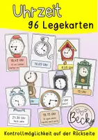 Vorschau - Aufgabenkarten - Legekarten Uhrzeit (Zuordnungsübung) - Deckblatt