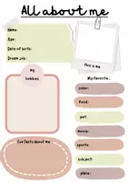 Vorschau - Arbeitsblätter - Steckbrief- All about me | Englisch, 5.-10. Klasse, zwei Versionen - Seite 1