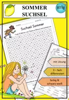 Vorschau - Arbeitsblätter - Sommer Suchsel DaZ DaF A1/A2 - 3-fach differenziert - Deckblatt