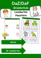 Vorschau - Arbeitsblätter - Lesekarten Haustiere mittelschwer - DaZ/DaF, Deutsch (Grundschule) - Deckblatt