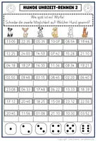 Vorschau - Arbeitsblätter - Hunde Uhrzeit Rennen Würfelspiel Mathe 2. Klasse 3. Klasse - Seite 2