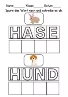 Vorschau - Arbeitsblätter - Wörter nachspuren und schreiben Haustiere - DaZ/DaF/Deutsch - Seite 1