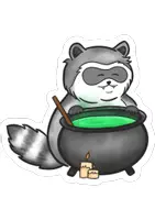 Vorschau - Mal- und Bastelvorlagen - Waschbär mit Kessel - Clipart Grafiken - Deckblatt