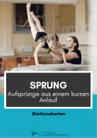 Vorschau - Arbeitsblätter - Turnen ⎮ Sprung - Aufsprünge aus kurzem Anlauf (19 Stationskarten für den Sportunterricht) - Deckblatt