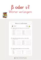 Vorschau - Arbeitsblätter - s oder ß? Wörter verlängern - Deckblatt