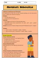 Vorschau - Arbeitsblätter - Nebensätze: Deutsche Grammatik - Merkblatt + Aufgaben - Seite 1