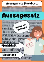 Vorschau - Arbeitsblätter - Aussagesätze Merkblatt +Beispiele - Deckblatt