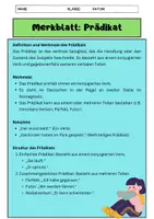 Vorschau - Arbeitsblätter - Prädikat: Satzglieder Deutsch - Merk- + Arbeitsblatt - Seite 1