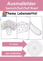 Vorschau - Mal- und Bastelvorlagen - Ausmalbilder Thema Lebensmittel - Grundschule - Bastelvorlagen - Deckblatt