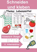 Vorschau - Arbeitsblätter - Ausschneiden und kleben Lebensmittel - Wortschatz basteln Feinmotorik (Grundschule) - Deckblatt