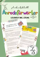 Vorschau - Arbeitsblätter - Anredefürwörter/ -pronomen: AB 3 - Lückentext + Lösung - Deckblatt