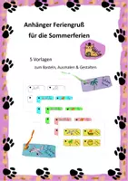 Vorschau - Mal- und Bastelvorlagen - Anhänger Feriengruß - Deckblatt