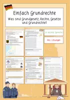 Vorschau - Stundenentwürfe - Einfach Grundrechte: Was sind Grundgesetz, Rechte, Gesetze und Grundrechte? (leichte Sprache) - Deckblatt
