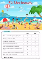 Vorschau - Arbeitsblätter - At the beach - Wimmelbild und Aufgaben, inkl. Vokabeln und Useful phrases | Englisch, 5./6. Klasse, Summer - Seite 2