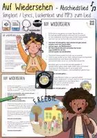 Vorschau - Arbeitsblätter - "Auf Wiedersehen" - MP3 Lied Minimusiker + Lyrics & Lückentext - Deckblatt