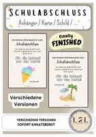 Vorschau - Bildkarten - Schulabschluss - Gruß / Karte / Anhänger / Schild ... (für Geschenke u.v.m.) - Deckblatt