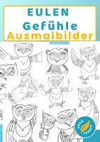Vorschau - Mal- und Bastelvorlagen - 12 Eulen Ausmalbilder Gefühle - Deckblatt