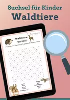 Vorschau - Arbeitsblätter - Suchsel für Kinder: Waldtiere - Deckblatt