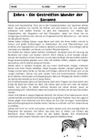 Vorschau - Arbeitsblätter - Zebra: Streifen, Lebensraum und Ernährung - Seite 1