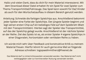 Vorschau - Spiele - Brettspiel Thema Fahrzeuge (2 Spieler) DaZ, Wortschatz - Seite 1