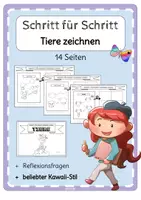 Vorschau - Arbeitsblätter - Schritt für Schritt Tiere zeichnen - Deckblatt