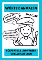 Vorschau - Spiele - Körperteile und Farben spielerisch üben (Wortschatz/Akkusativ) - Deckblatt