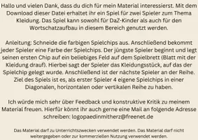 Vorschau - Spiele - Brettspiel Thema Kleidung (2 Spieler) DaZ, Wortschatz - Seite 1