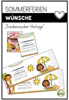Vorschau - Mal- und Bastelvorlagen - Schülergeschenk Sommerferien | Feriengruß mit Traubenzucker | Abschiedsgeschenk & Giveaway Vorlage - Deckblatt