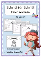 Vorschau - Arbeitsblätter - Schritt für Schritt Essen zeichnen - Deckblatt