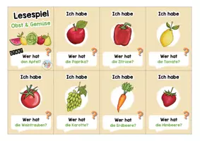 Vorschau - Arbeitsblätter - Thema Obst & Gemüse: Lesespiel (Ich habe, wer hat?) - Seite 1