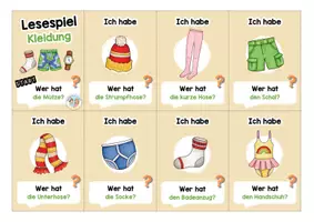 Vorschau - Arbeitsblätter - Thema Kleidung: Lesespiel (Ich habe, wer hat?) - Seite 1