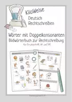 Vorschau - Arbeitsblätter - Bildwörterbuch Rechtschreibung: Doppelkonsonanten - Deckblatt
